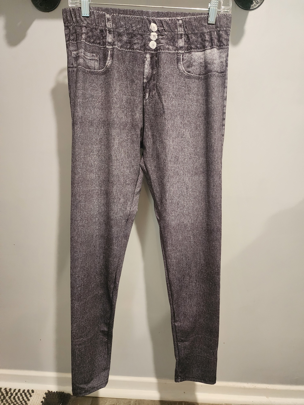 Black Grey Stretch Jeans Leggings XL